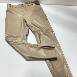 Zara Beige Leather Skinny Pants